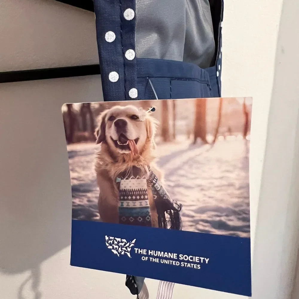 Rain‎ Jacket for dog XS  Blue with white polka dots  The Humane Society